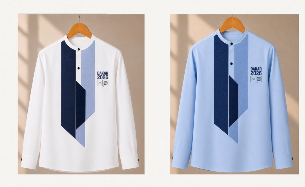 Deux déclinaisons blanche et bleu ciel de la chemise Dakar 2026