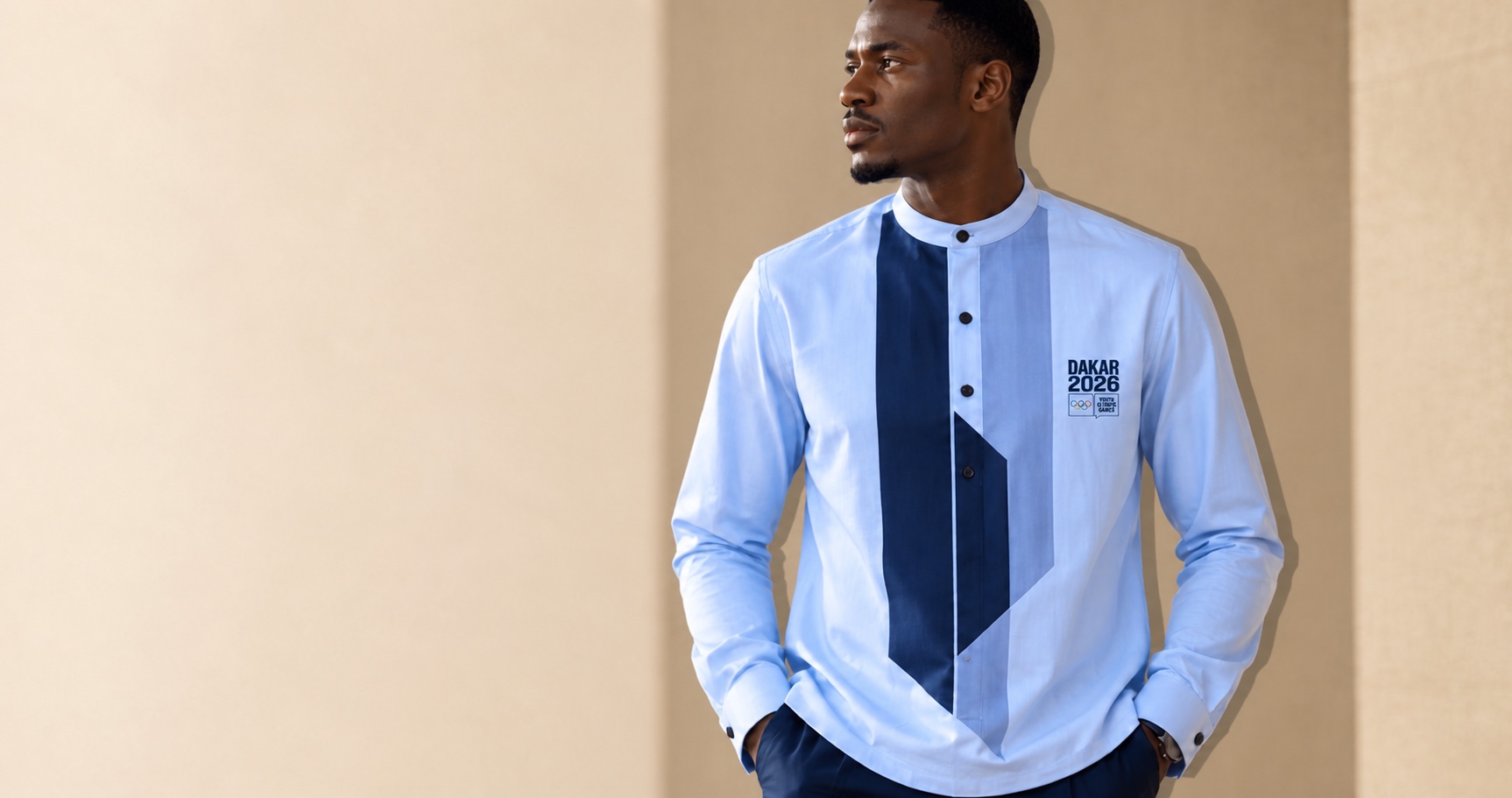 Proposition de chemise B.Touré blanche et bleu nuit pour Dakar 2026
